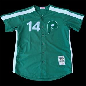 Mitchell & Ness MLB Phila Phillies Pete Rose #14 Stitched Jersey Kelly Green XL